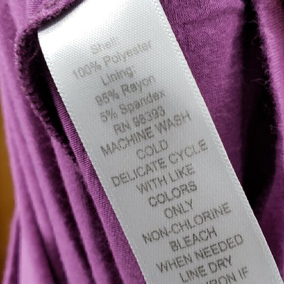 LOGO by Lori Goldstein plum chiffon tunic sheer sleeves V-neck Purple Blouse - Picture 5 of 5